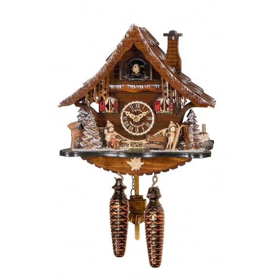 Quartz Cuckoo Clock Black forest house with music