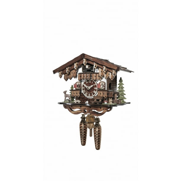 Quartz Cuckoo Clock Black forest house with music