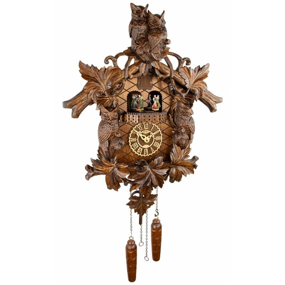 Quartz Cuckoo Clock Owls with Music, Spinning Dancers