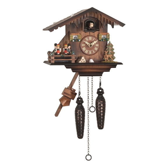 Quartz Cuckoo Clock Swiss house with music, turning dancers EN 424 QMT