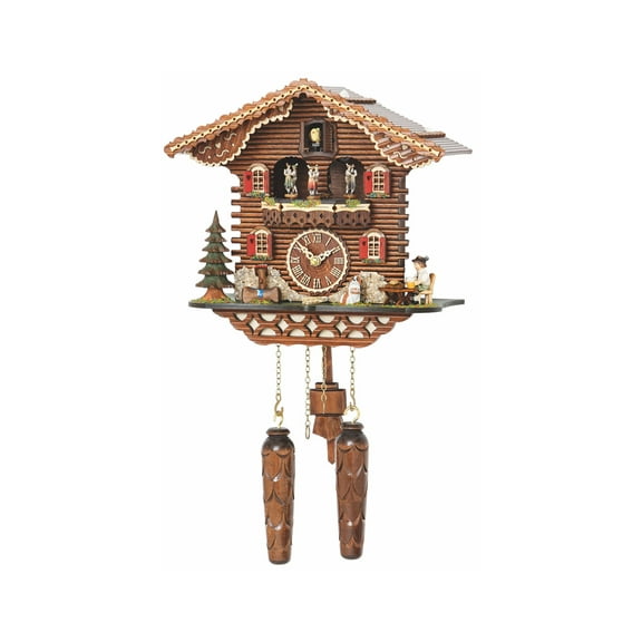 Quartz Cuckoo Clock Swiss house with music, turning dancers TU 4209 QMT HZZG