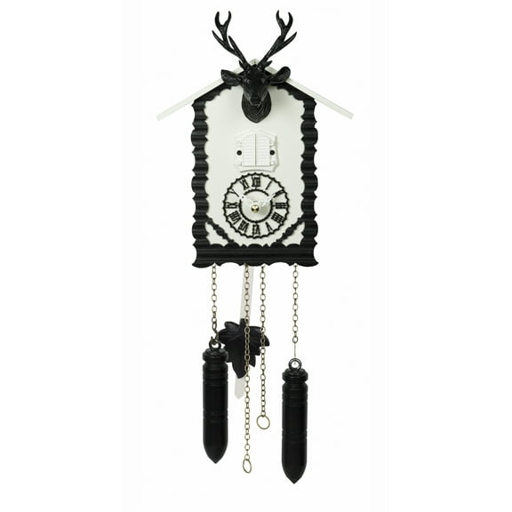 Quartz Cuckoo Clock with music and deer head, black TU 360/20 QM schwarz