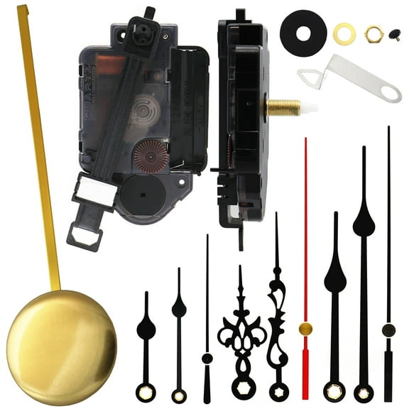 Quartz DIY Wall Clock, Clock Numerals Kit, Movement Mechanism Battery Operated Clock Motor Kit with 9 Different Pairs of Hands for DIY Clock Repair Parts Replacement