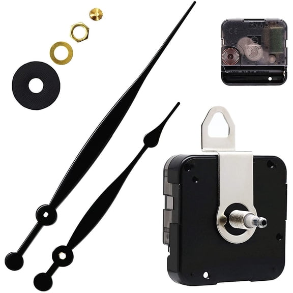 Quartz DIY Wall Clock Movement Mechanisms Battery Powered DIY Repair Parts Replacement with 260 mm/ 10.2 Inch Long Spade Hands,3/10 Inch Maximum Dial Thickness,29/32 Inch Total Shaft Length.