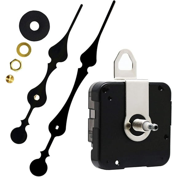 Quartz DIY Wall Clock Movement Mechanisms Battery Powered DIY Repair Parts Replacement with 260 mm/ 10.2 Inch Long Spade Hands,3/10 Inch Maximum Dial Thickness,29/32 Inch Total Shaft Length.