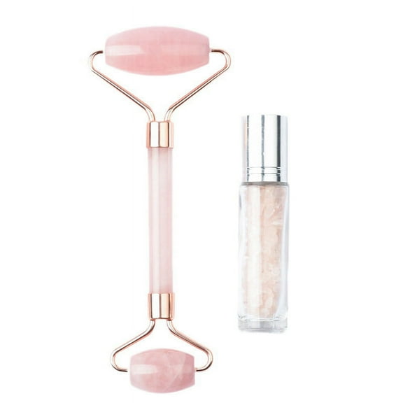 Quartz Jade Roller with Gemstone Skin Roller for Face Eyes Neck Body Muscle Relaxant Relieve Wrinkles