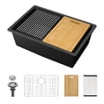 thumbnail image 1 of Quartz Kitchen Sink - 28" x 19" x 9.65" Black granite composite Workstation undermount kitchen sink, 1 of 8