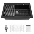 thumbnail image 1 of Quartz Kitchen Sink - 33"x22"x9.65" Black granite composite Drop in kitchen sink, 1 of 9