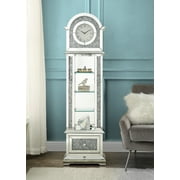 Quartz Mechanism Grandfather Clock with Led Mirrored & Faux Diamonds, Classical Roman Numeral Clock Number Grandfather Clock for Home Living Room