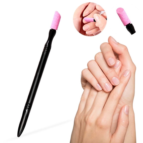 Quartz Nail Buffer Cuticle Remover Stick - Double Head Nail Care Tool Dead Skin Smoothing Manicure Pedicure Salon Ergonomic Grip Durable Quartz Stone Nail Pusher Cuticle Tool