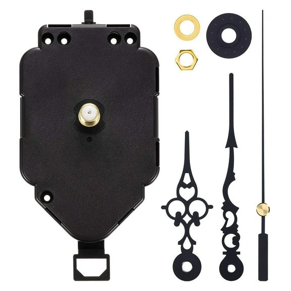 Quartz Pendulum Clock Movement Kit with Long Shaft for DIY Replacement, Includes Hour Minute Second Hands for Wall Clock Repair Crafts