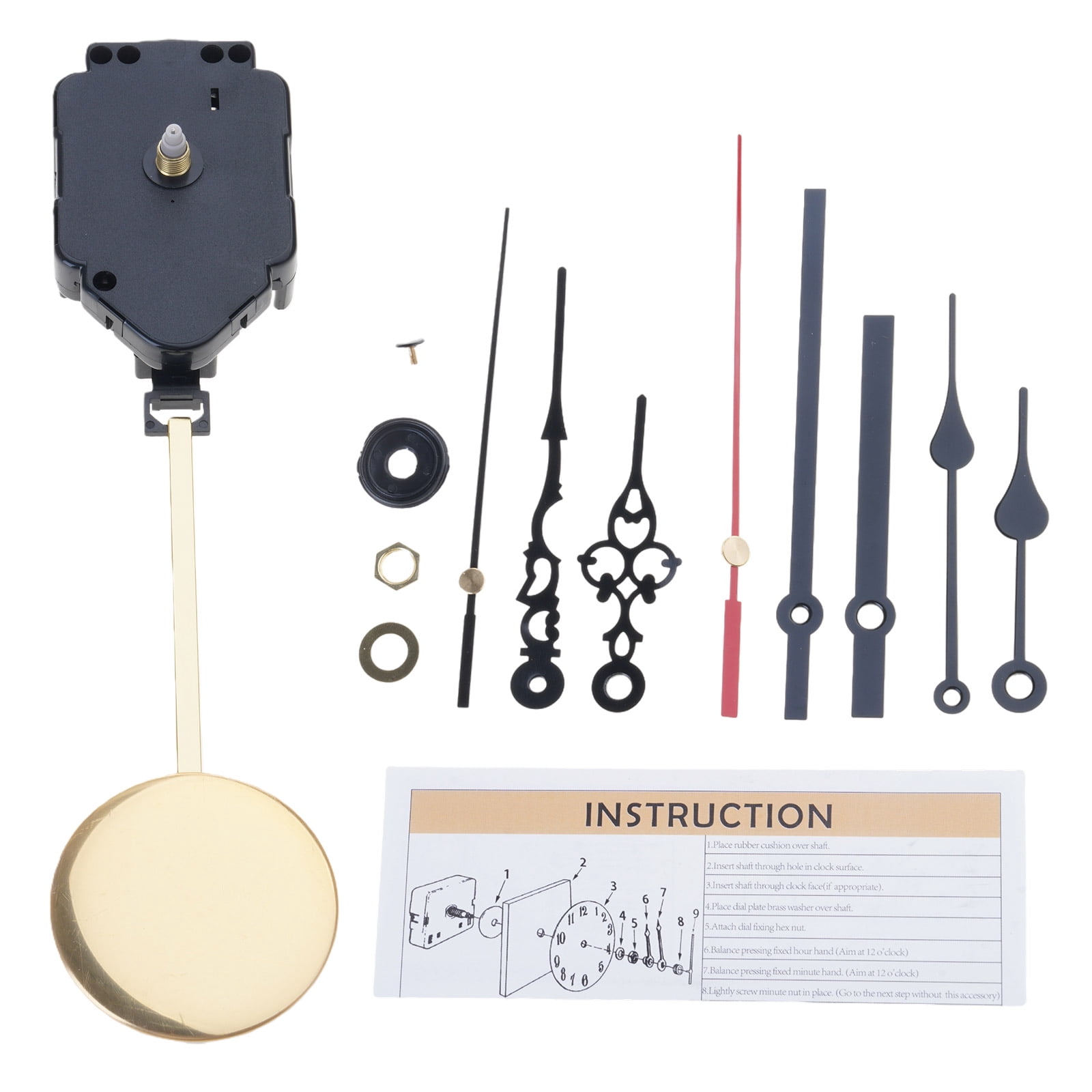 Non-Ticking Quartz Pendulum Clock Movement Wall Mechanism Long Shaft ...