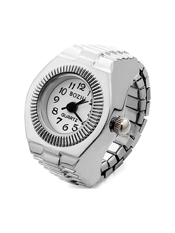Quartz Ring for Men Women Finger Watch for Creative Elastic Round Quartz Finger