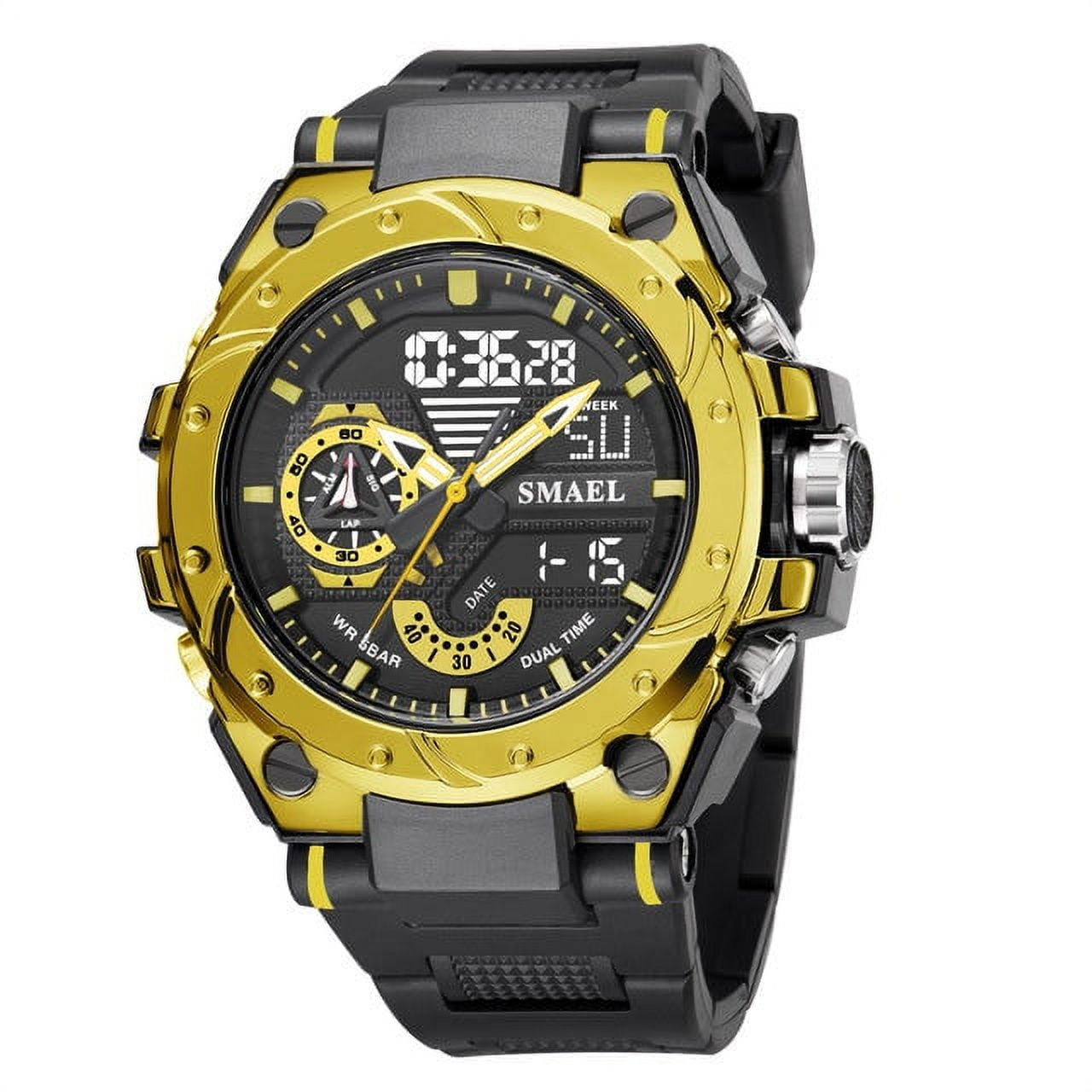 Quartz Watch For Men Smael Wristwatches Watcholorful Red Bracelet 50m Waterproof Alarm Clock Analog Digitals 8060 Sport Watches Quartz Wristwatches