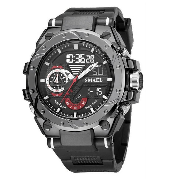 Quartz Watch For Men Smael Wristwatches Watcholorful Red Bracelet 50m Waterproof Alarm Clock Analog Digitals 8060 Sport Watches - Quartz Wristwatches