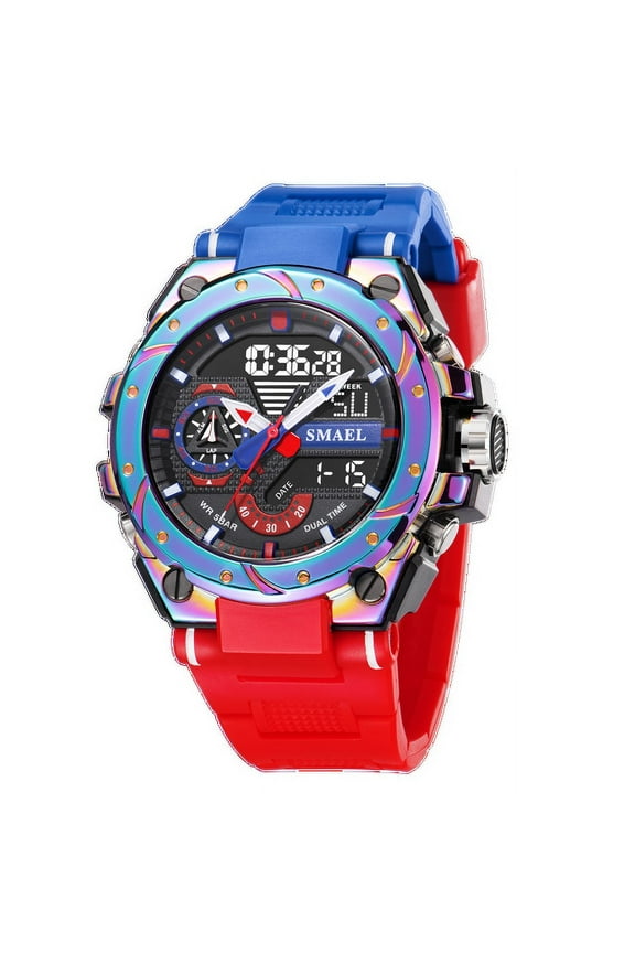 Quartz Watch For Men Smael Wristwatches Watcholorful Red Bracelet 50m Waterproof Alarm Clock Analog Digitals 8060 Sport Watches - Quartz Wristwatches