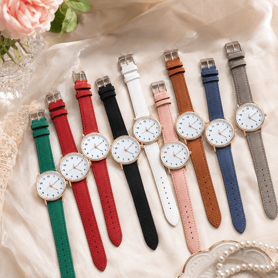 Quartz Watch For Women Luminous Analog Wrist Watch With Numeric Dial Matte Textured Strap For Casual Dress Fashion Accessories