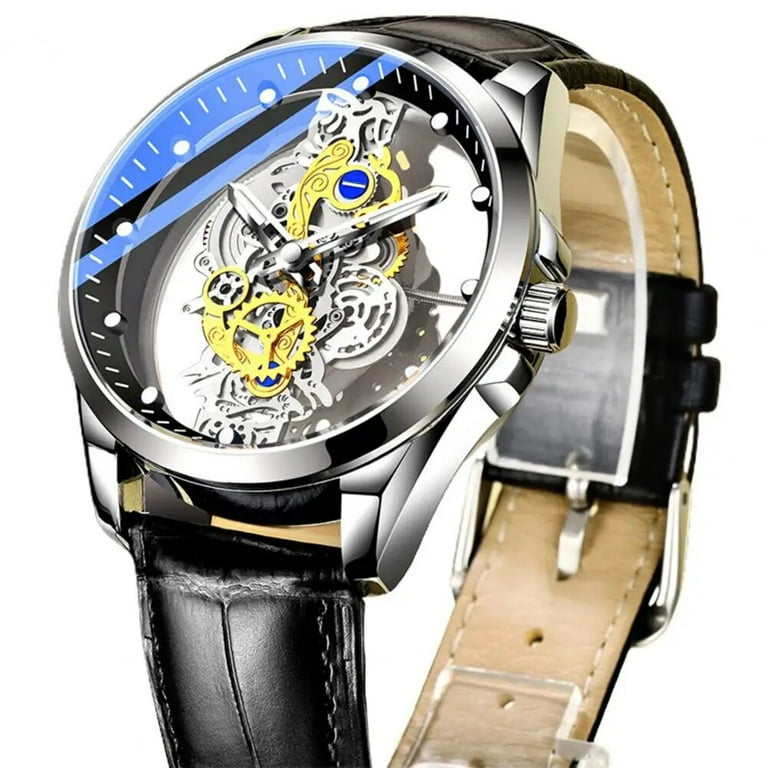 Quartz Watch High Hardness Accurate Date Golden Skeleton Vintage Man Watch Men Watch for Daily Life E