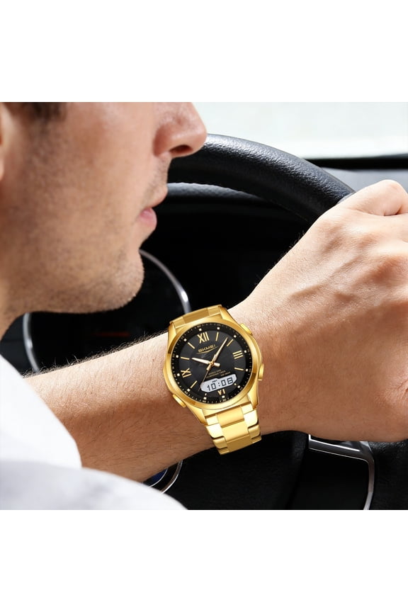 Quartz Watch Unisex Business Wrist Watch Stainless Steel Fashion Analog Watch Date Display Waterproof Elegant Timepiece Accurate Daily Wear Watch, for Office Business Meetings Formal Daily Use