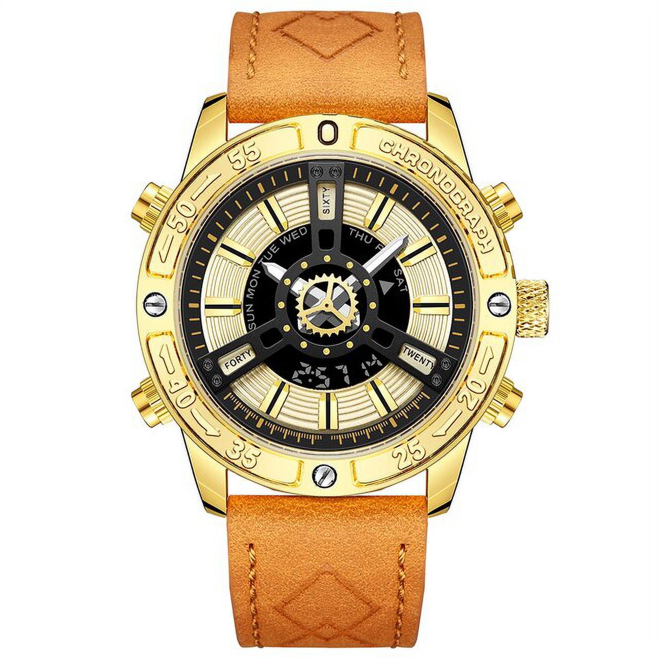 Quartz Watch Waterproof Men Top Brand Bracelet Fashion Gear Design Cool Men Style Male Clock SL 6016 Golden Watches Mens Digital Walmart