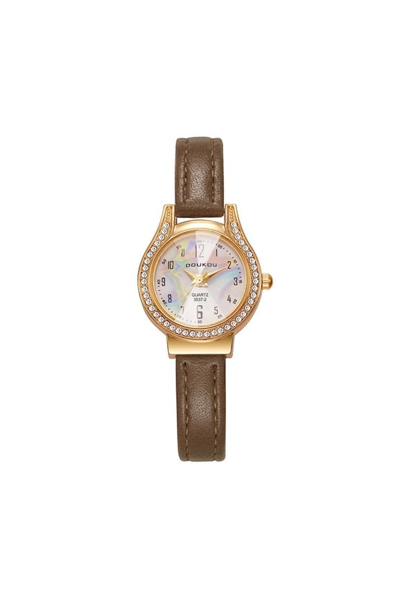 Quartz Watch with PU Leather Strap and Metal Dial, Retro Design