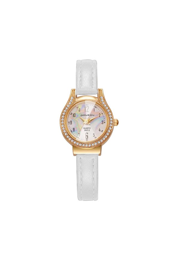Quartz Watch with PU Leather Strap and Metal Dial, Retro Design