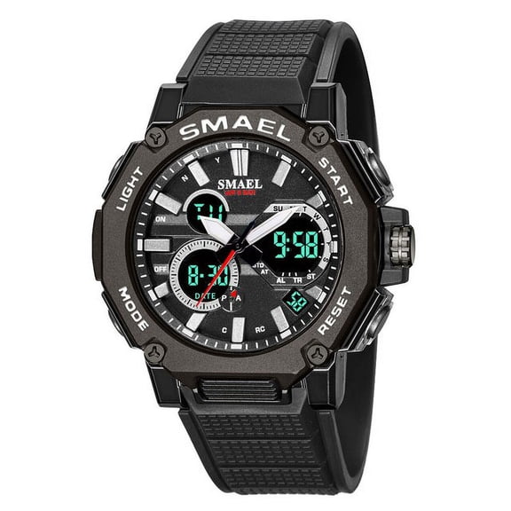 Quartz Watches Sports Smael Brand Male Clock Alarm 50m Waterproof Stopwatch Led Back Light Wristwatches 8047 Men Watch Sport - Quartz Wristwatches