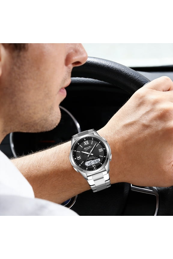 Quartz Wristwatch, Unisex Fashion Stainless Steel Timepiece with Calendar Function, 3ATM Waterproof Business Watch, Slim Minimalist Style for Daily, Office, Work & Casual Wear