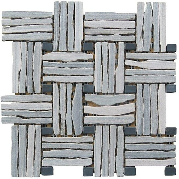Quartzite Basketweave Interlocked Mosaic Blend - Green