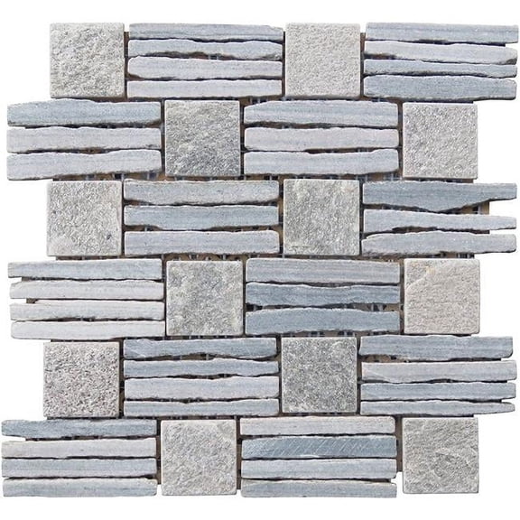 Quartzite Basketweave Interlocked Mosaic - Green