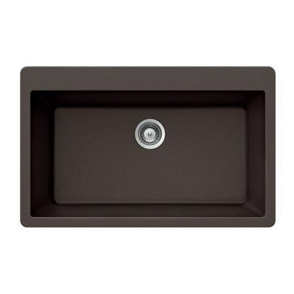 Quartztone Series Composite Granite Topmount Large Single Bowl Kitchen Sink, Mocha