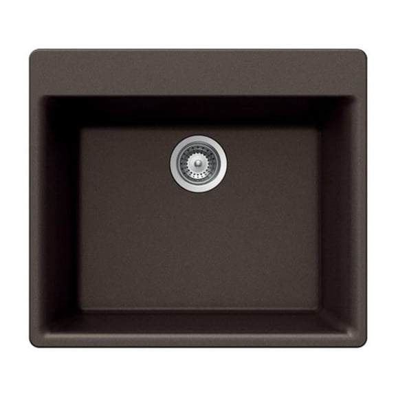 Quartztone Series Composite Granite Topmount Single Bowl Kitchen Sink, Mocha