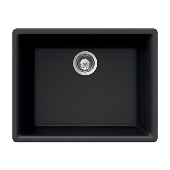 Quartztone Series Composite Granite Undermount Single Bowl Kitchen Sink, Black