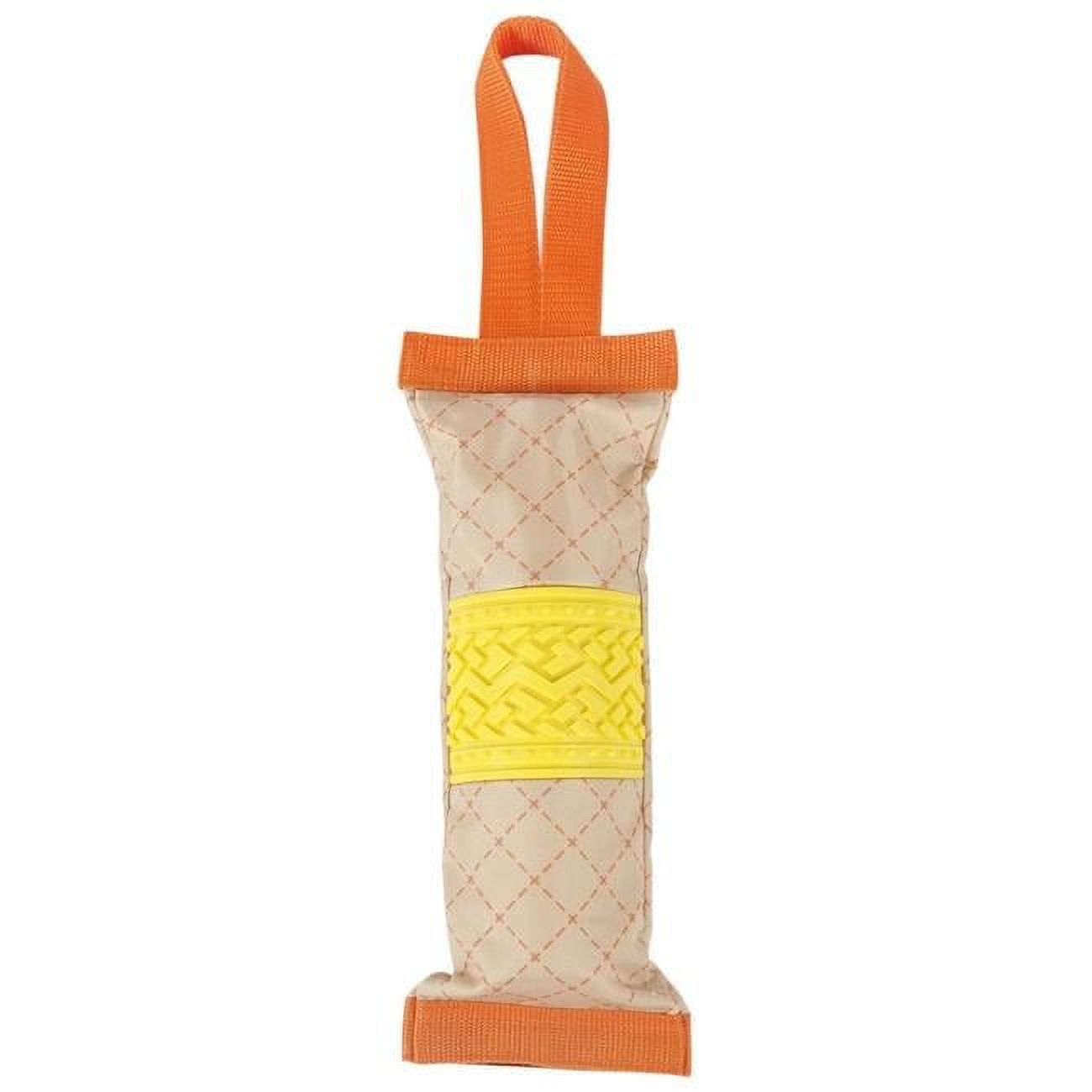 Quash Water Bottle Inserting Nylon & Rubber Crackling Dog Toy - Orange & Yellow
