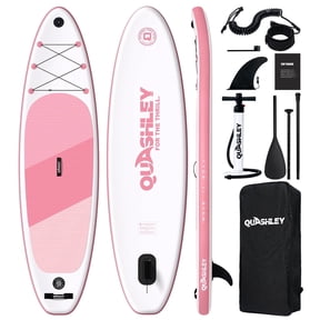 Quashley Pink Inflatable Paddle Board 10'6" x 34" Wide SUP with Paddle, Pump, Backpack & Leash