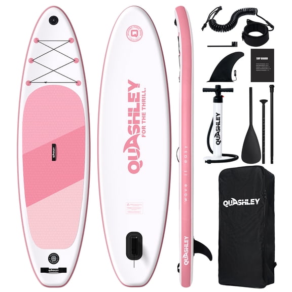 Quashley Inflatable Paddle Board 10'6" x 34" Wide SUP with Paddle, Pump, Backpack & Leash