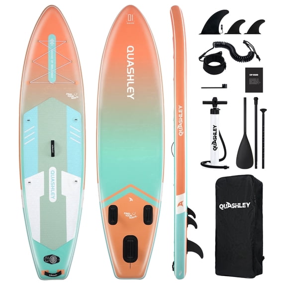 Quashley 11' x 34" Wide Inflatable Paddle Board SUP with Accessories