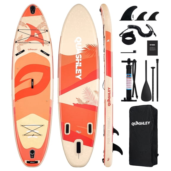 Quashley Wide Inflatable Stand Up Paddle Board ,11 ft*34 Inch All-Around SUP Board With Premium Accessories