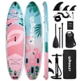 thumbnail image 1 of Quashley Pink Inflatable Paddle Board, 11 ft x 34 inch Wide All-Around SUP Board with Paddle, Hand Pump, Backpack and Leash, 1 of 7