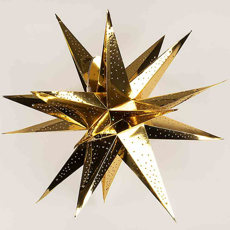 Vintage Lot set 6 Moravian Star Wax Paper Star Ornaments Glitter German  2-3.5 W