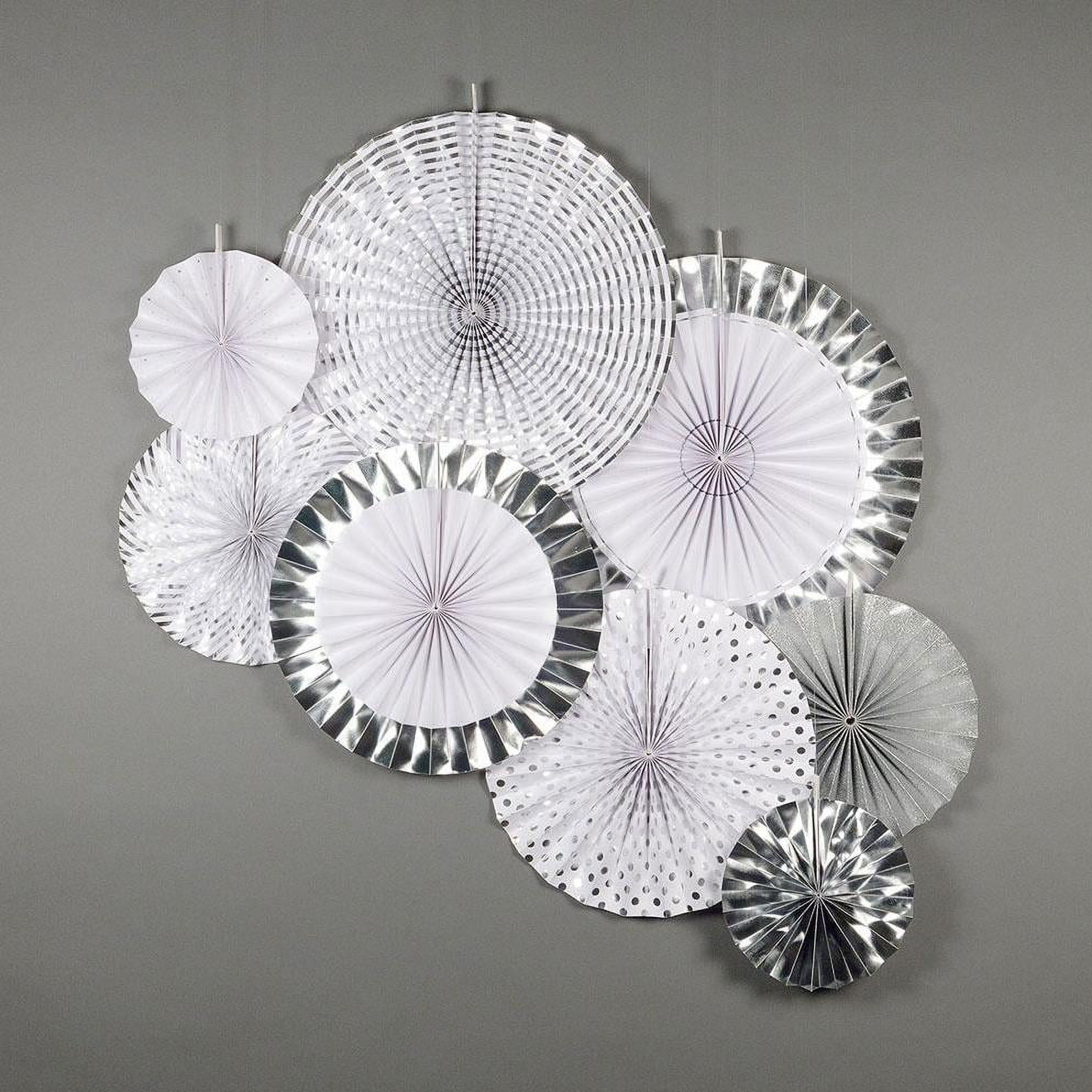 Quasimoon Metallic Silver Pinwheel Paper Flower Backdrop Party Wall ...