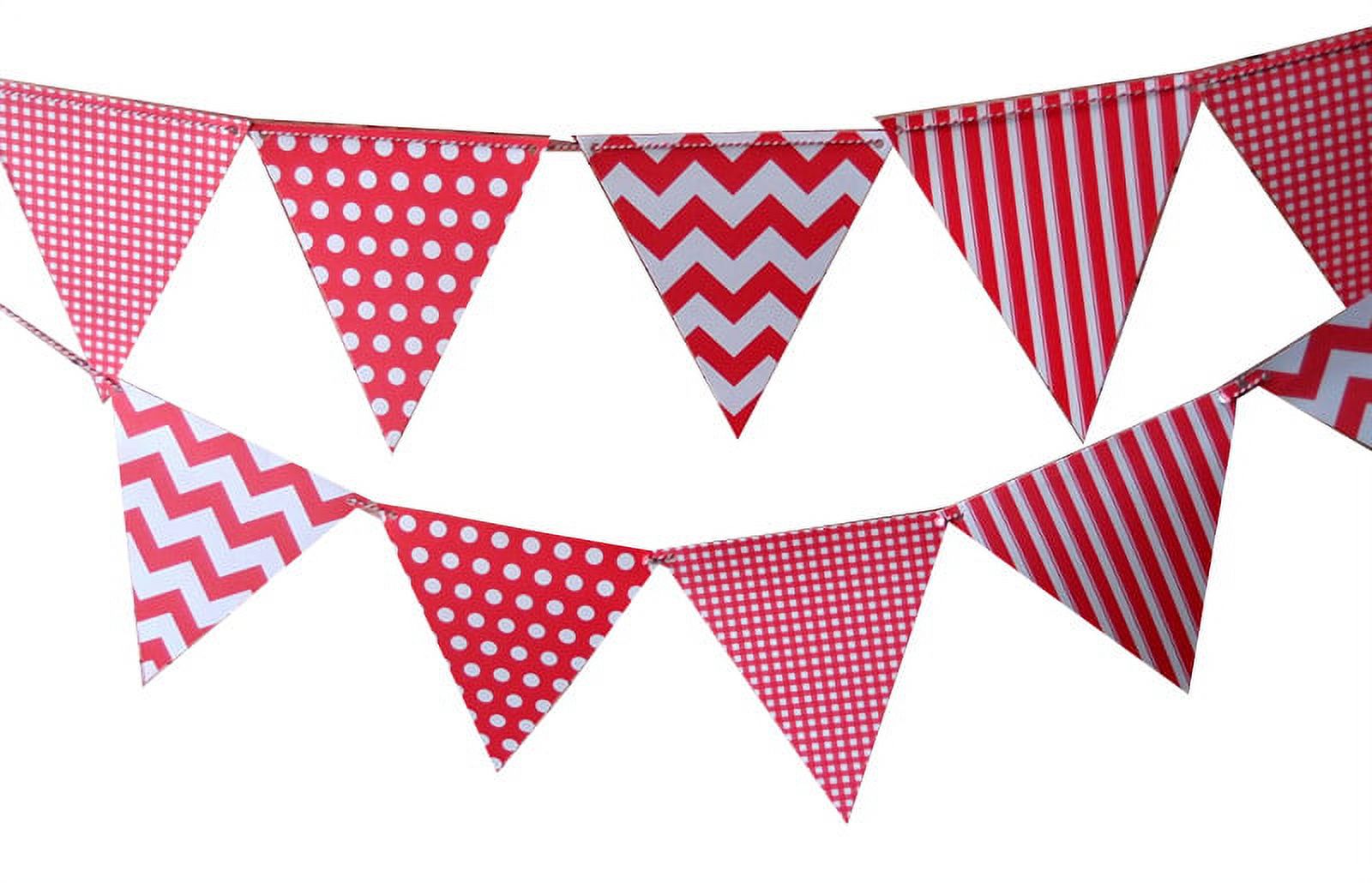 Quasimoon Triangle Flagge Banner Aus Papier – Rot-weiß-blau, Für 4th Of July, Partys & Hochzeiten, 11 Fuß Lang