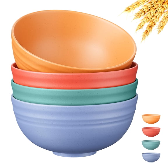 Quatish 10 PCS Unbreakable Cereal Bowls,Dishwasher & Microwave Safe Wheat Straw Bowls, Easy-to-Clean Lightweight Desserts & Soup Bowl, Portable for Picnics ，Snack Plastic Bowls Set，Multi-Color