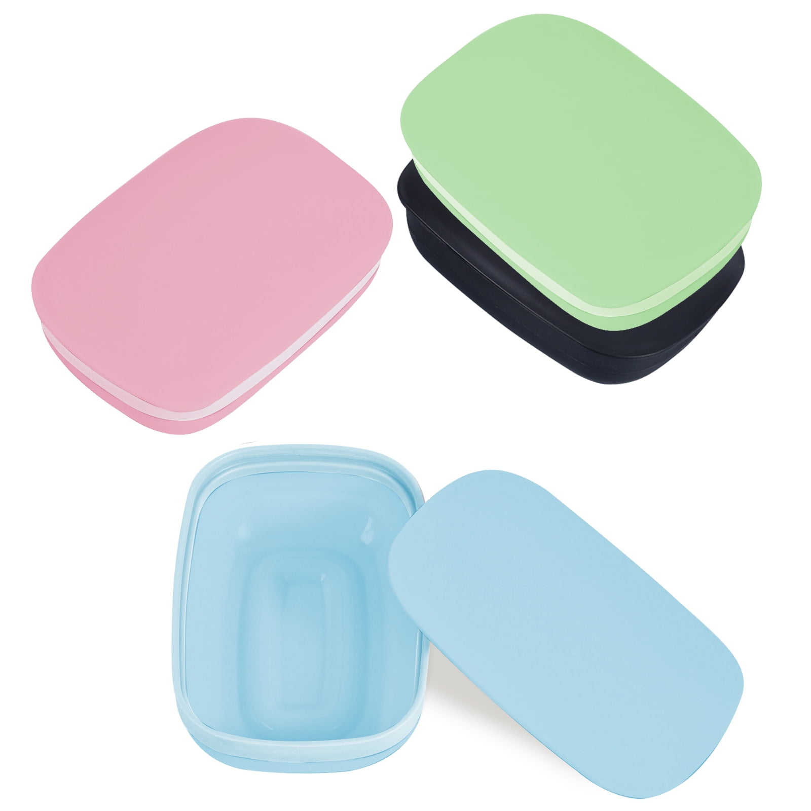 AUEAR, 4 Pack Candy Color Portable Soap Box Holder Plastic Soap Case Travel  Soap Dish Container with Lid for Home Bathroom Hiking Outdoor (Small)