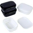 thumbnail image 1 of Quatish Soap Holder 4 Pack, Travel Soap Container with Lid, Portable Bar Soap Case, Period Kit Leakproof Soap Box with Perforations, Soap Dishes for Traveling, Camping, Gym (Black& White), 1 of 6