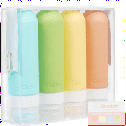Quatish Travel Bottles for Toiletries, 4 Pack Leak Proof Travel Size Toiletry, BPA Free Silicone Travel Shampoo and Conditioner Bottles Tsa Approved, 3 oz Travel Size Bottles for Cosmetic, Lotion