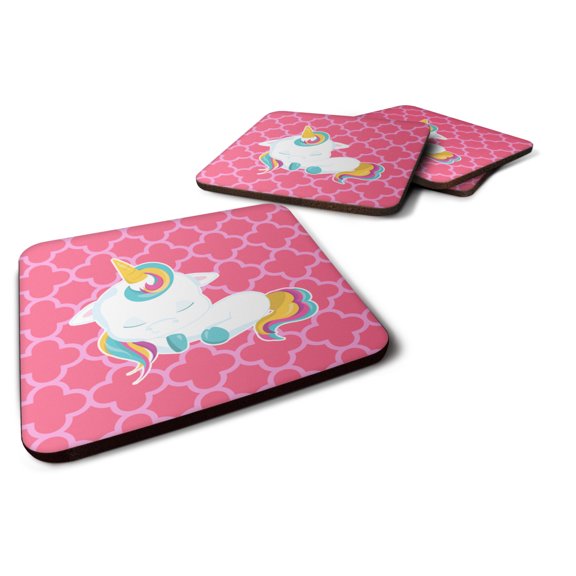 Quatrafoil Pink Unicorn Foam Coaster Set of 4