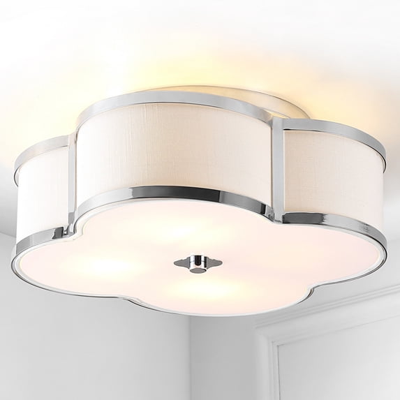 JONATHAN Y Quatrefoil 18" Scalloped Shade Metal Classic Glam LED Flush Mount, Chrome
