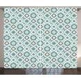 thumbnail image 1 of Ambesonne Quatrefoil Curtains 2 Panel Set, Retro Pastel Floral, 108" x 90", Turquoise Grey White, 1 of 3