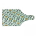 thumbnail image 1 of Quatrefoil Cutting Board, Lotus Floral Shapes Moroccan Tile Pattern Eastern Inspired Retro Print, Decorative Tempered Glass Cutting and Serving Board, Wine Bottle Shape, Green White, by Ambesonne, 1 of 1